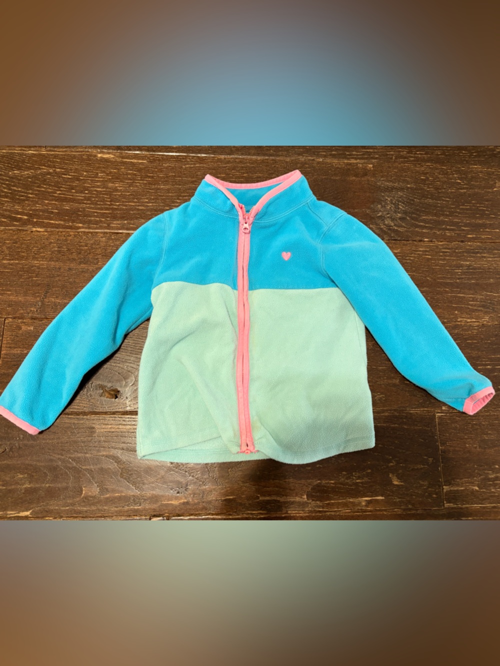 OshKosh B'gosh Aqua Fleece Jacket with Pink Trimt